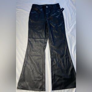 INC International Concepts Black Faux Leather Flare Pants